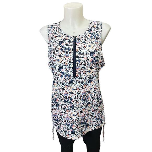 ATHLETA Women’s Swim Tank Top‎ Stretch Floral Multicolored Sleeveless Half Zip L - Picture 1 of 9
